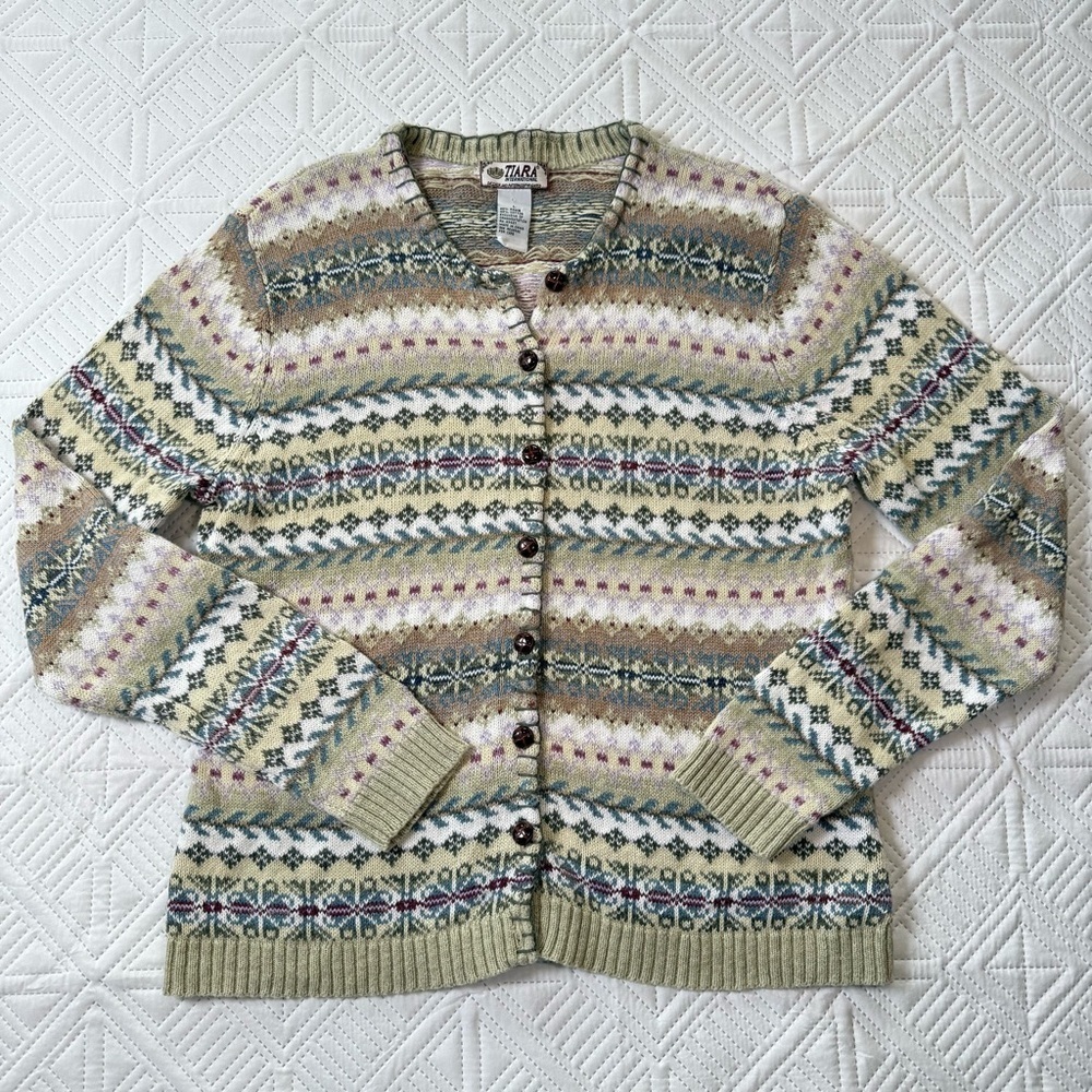 Tiara International Multicolor Patterned Fair Isle Size L